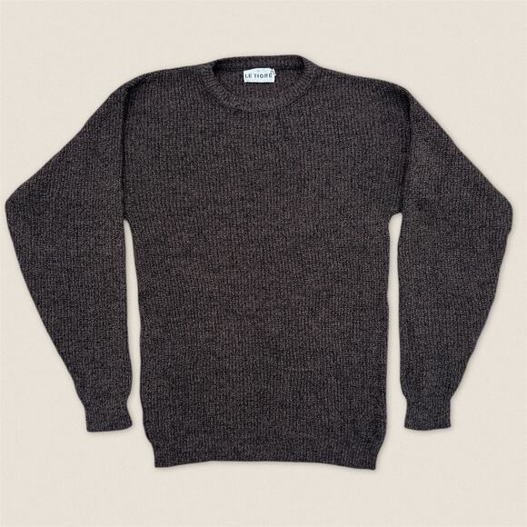 Vintage 90s Dark Brown Grandpa Sweater Le Tigre - Size Large Tall - Picture 1 of 5